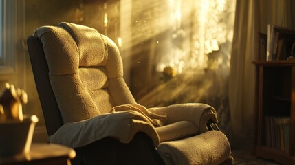 Cozy Armchair Bathed in Warm Light Amidst a Homey Setting