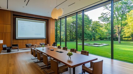 Fototapeta premium Corporate boardroom filled with serious executives discussing strategic plans. Focus on teamwork, decision-making, and corporate growth.