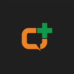 Fototapeta premium letter c plus medical talk simple colorful logo vector