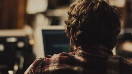 Person working at desk with poor posture, emphasizing the importance of ergonomic practices for maintaining health and productivity in the workplace.