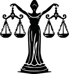 Scales for weighing, libra, justice, hand drawn. Vector hand drawn isolated on white background