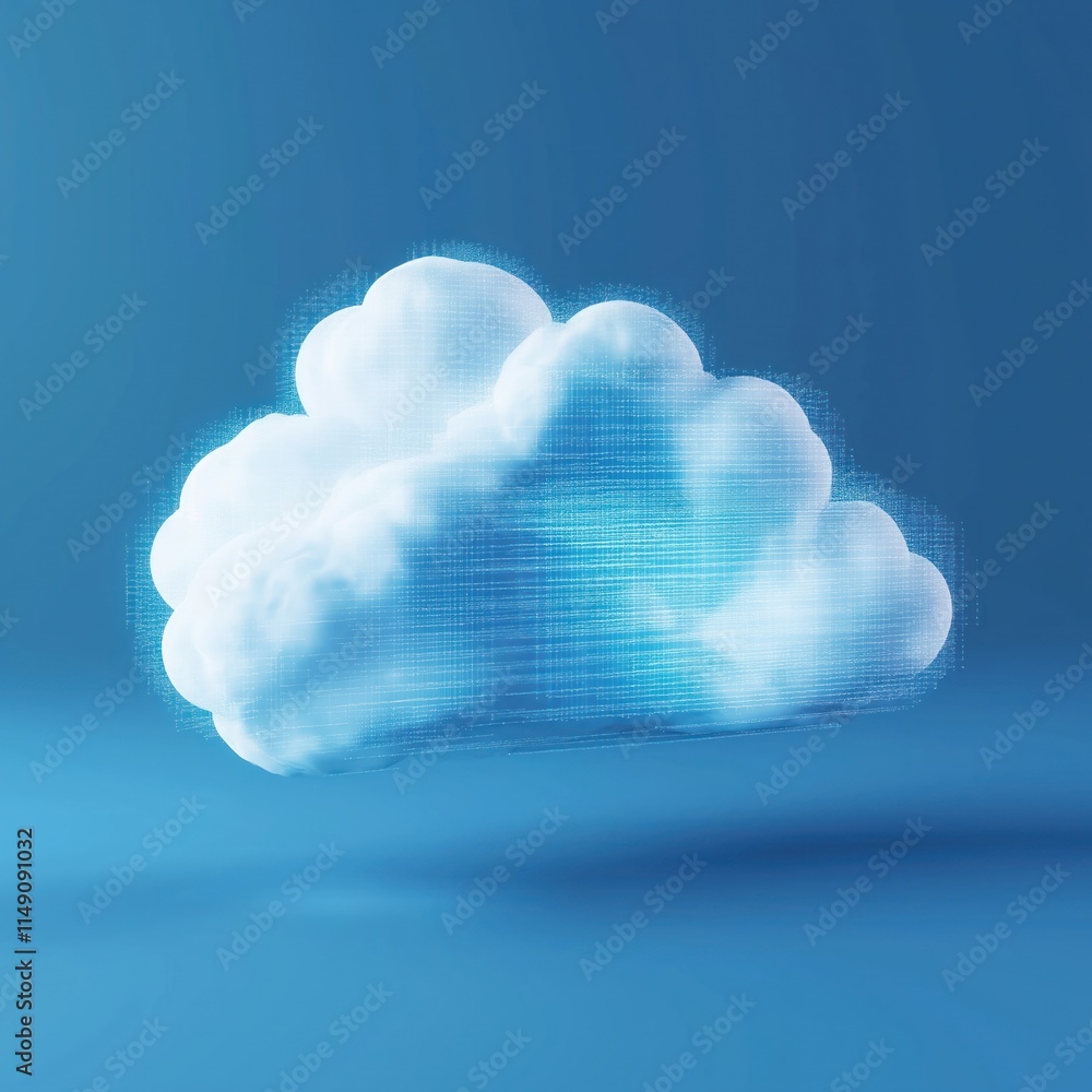 Poster futuristic cloud computing illustration. abstract 3d cloud shape with data network lines. digital te