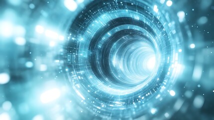 Obraz premium Abstract Blue Light Tunnel Digital Art