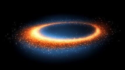 Glowing Orbital Ring of Blue and Orange Particles