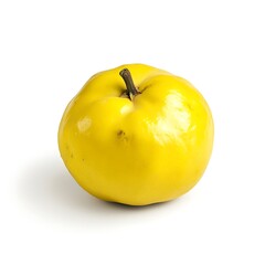 whole quince with vibrant yellow skin isolated on white background