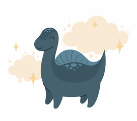 Cartoon dinosaur. Flat vector illustration.