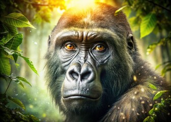 Obraz premium Gorilla Double Exposure Forest Closeup - Wildlife Photography Art Print