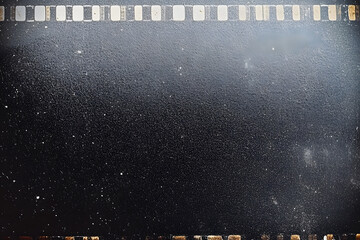 Blank grained film strip texture background with heavy grain, dust and fingerprint
