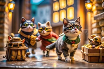 Hilarious Cat Bank Robbery: A Felin-tastic Heist!  High-Resolution Stock Photo