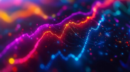 A modern graph with bright, growing lines, showcasing the concept of success through consistent upward movement and positive results.