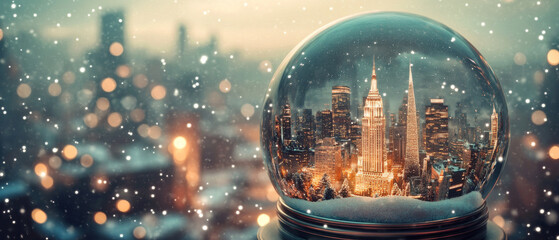 Christmas Snow Globe Cityscape Winter Wonderland Holiday Scene