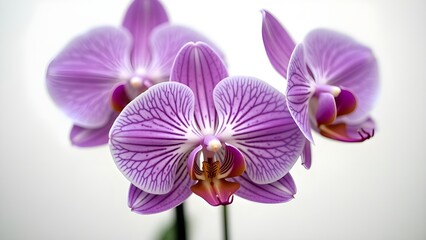 Obraz premium A zoomed-in view of a vivid purple orchid with intricate petal patterns