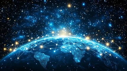A sleek image of the Earth surrounded by a network of digital connections, symbolizing the growth and expansion of businesses across international borders.