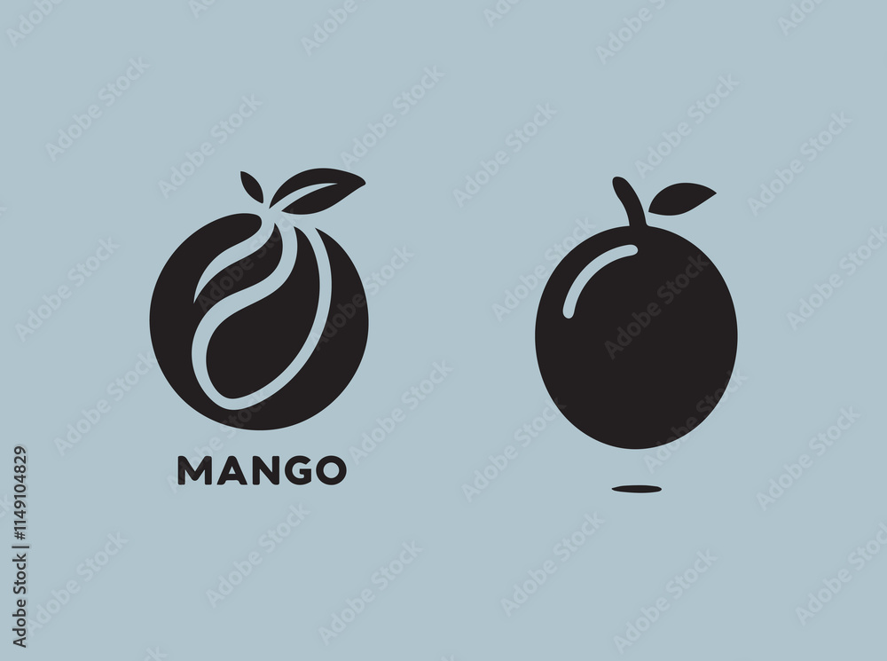Aufkleber mango silhouette with leaves vector set mango icon set. mango vector icons. mango symbols for your w