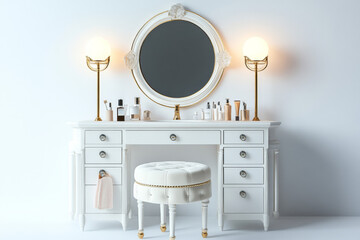 Luxury Vanity Set, White Furniture, Classic Interior, Beauty Products, Feminine Style
