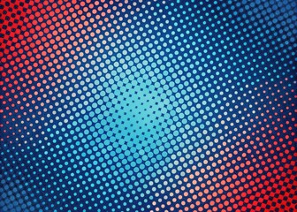 Red Blue Halftone Dots Grunge Background - Pop Art Comic Sport Style Image
