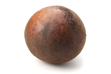 Fototapeta premium whole sapodilla with rough brown skin isolated on white background