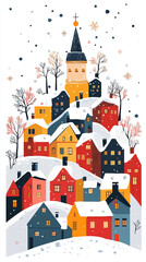 Christmas City: Bold Shapes, Bright Colors, Flat Design