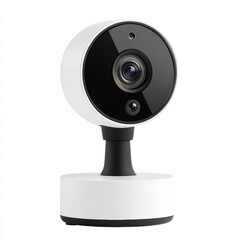 Modern Home Security Camera with Rotating Lens and Stand Base