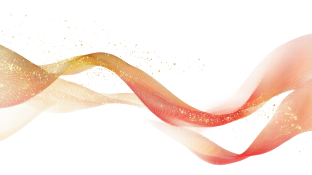 Elegant flowing ribbons in warm tones create a dynamic visual display representing movement and beauty