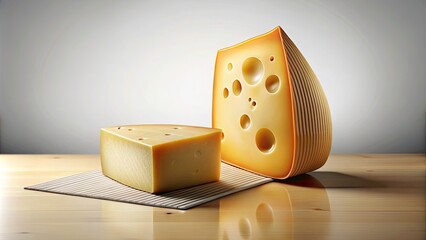 Swiss Cheese Line Art: Continuous Line Drawing of Hard Cheese Head & Piece