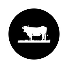 Cow graphic icon. Cow black silhouette isolated on white background. Vector illustratio