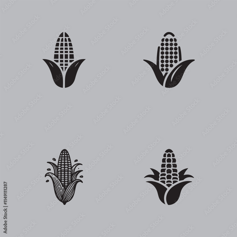 Aufkleber corn vector silhouette art illustration icon set corn eps vector bundle element set corn icon set. c