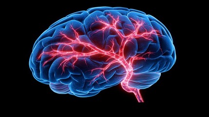 A 3D rendering of a brain with damaged neuron pathways, illustrating the impact of diseases like epilepsy or multiple sclerosis that affect brain connectivity and neural communication.