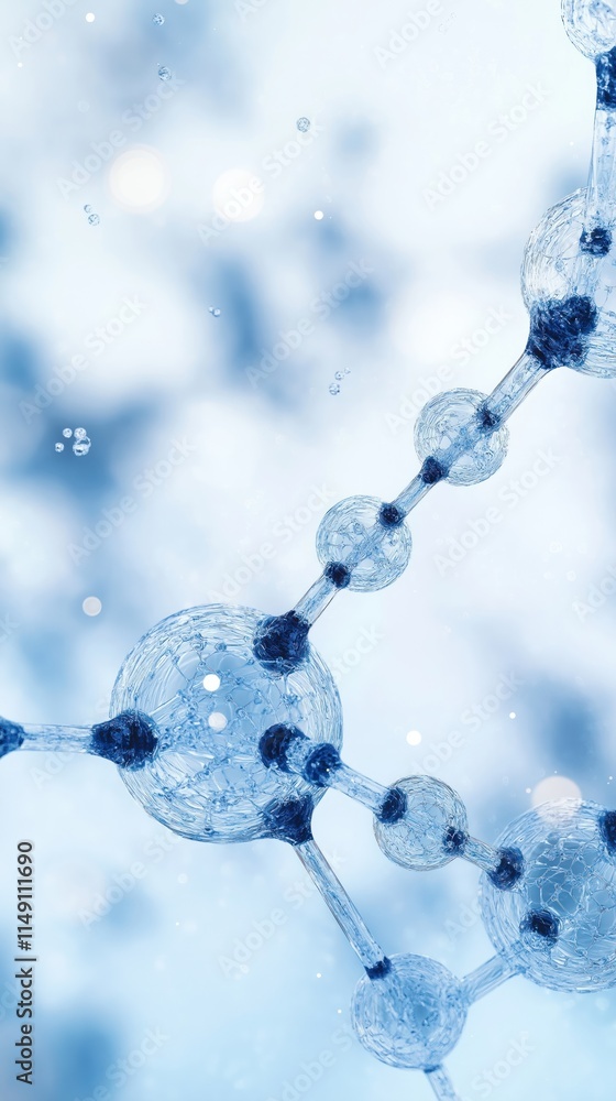Aufkleber abstract close-up view of complex blue molecular structures, bubbles. interactive particles form com