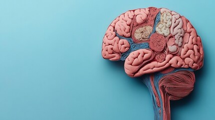 A paper-cut craft of the human brain, with each region uniquely separated and colored to represent the different functions of the brain in a visually appealing and educational way.