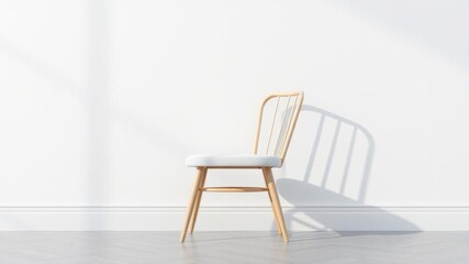 Realistic shadow effect of a chair casting a soft shadow on a wall, realistic, modern