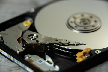 Disassembled hard disk drive