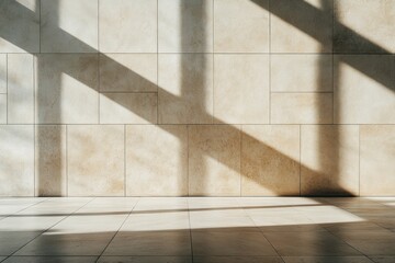 Obraz premium Sunlight Illuminating Modern Beige Wall and Floor Tiles