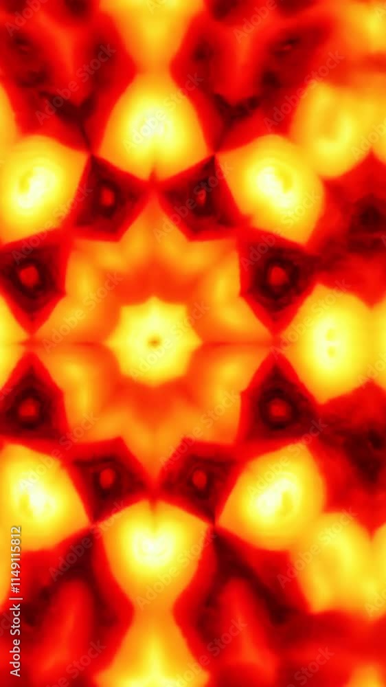 Poster vibrant abstract pattern featuring warm colors and symmetrical shapes capturing the essence of heat 