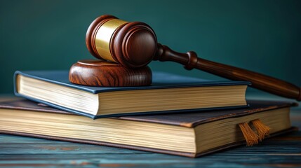 Legal tech concept. Books, gavel represent legal documents. Modern legal tech solution. Risk assessment, clause. Automation, efficiency. Lawyers, legal professionals benefit from improved research,