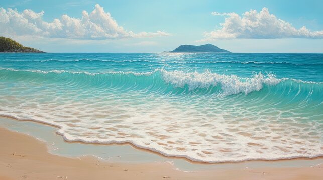 Gentle waves rolling onto sandy beach topaz dist seaside landscape tranquil environment scenic viewpoint