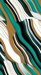 Abstract teal and gold striped pattern with layered textures