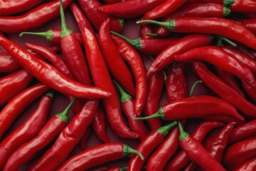 A vibrant collection of red chili peppers, showcasing their intense color and spicy essence. Perfect for adding a fiery kick to any dish.
