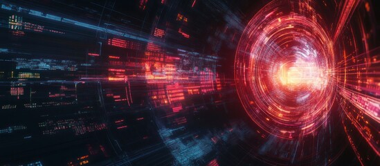 Obraz premium Soundwave with futuristic data visualization style, digital HUD overlay, 