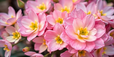 Obraz premium Close up shot of delicate pink and white ranunculus flowers in full bloom, detail, beautiful