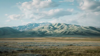 Serene Mountain Landscape Under a Cloudy Sky