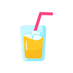 glass of orange juice illustration vector fresh drink with iced