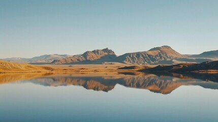 Serene Mountain Lake Reflection: A Breathtaking Panorama