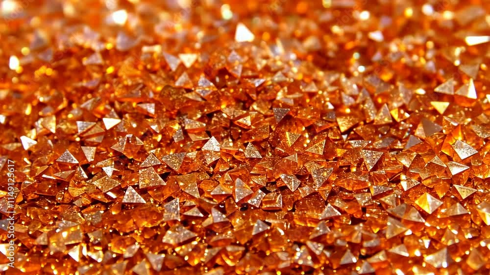 Poster shimmering orange crystals reflecting light in a vibrant display of color and texture