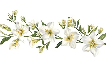 Obraz premium white freesia with long slender petals isolated on white background