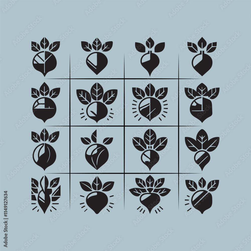 Aufkleber radish vector silhouette art illustration icon set radish eps vector bundle element set radish icon 
