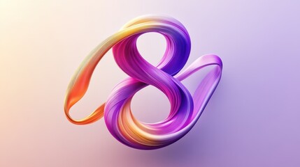 Obraz premium Abstract Swirling Colorful Paint Strokes Design Purple Orange Yellow Hues Fluid Dynamic 3D Render