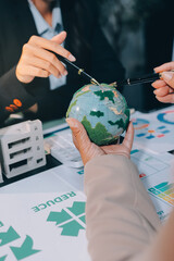 Carbon offset price report CO2 emission. Future growth Net zero waste in ESG ethical SME office...