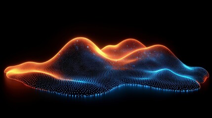 A digital background with flowing glowing particles, visualized in 3D to represent the intricate complexities of big data technologies and their continuous movement in the digital realm.
