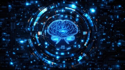 A graphic of artificial intelligence (AI) with a digital brain and human head outline made from intricate circuit board designs, symbolizing the connection between AI and human cognition.